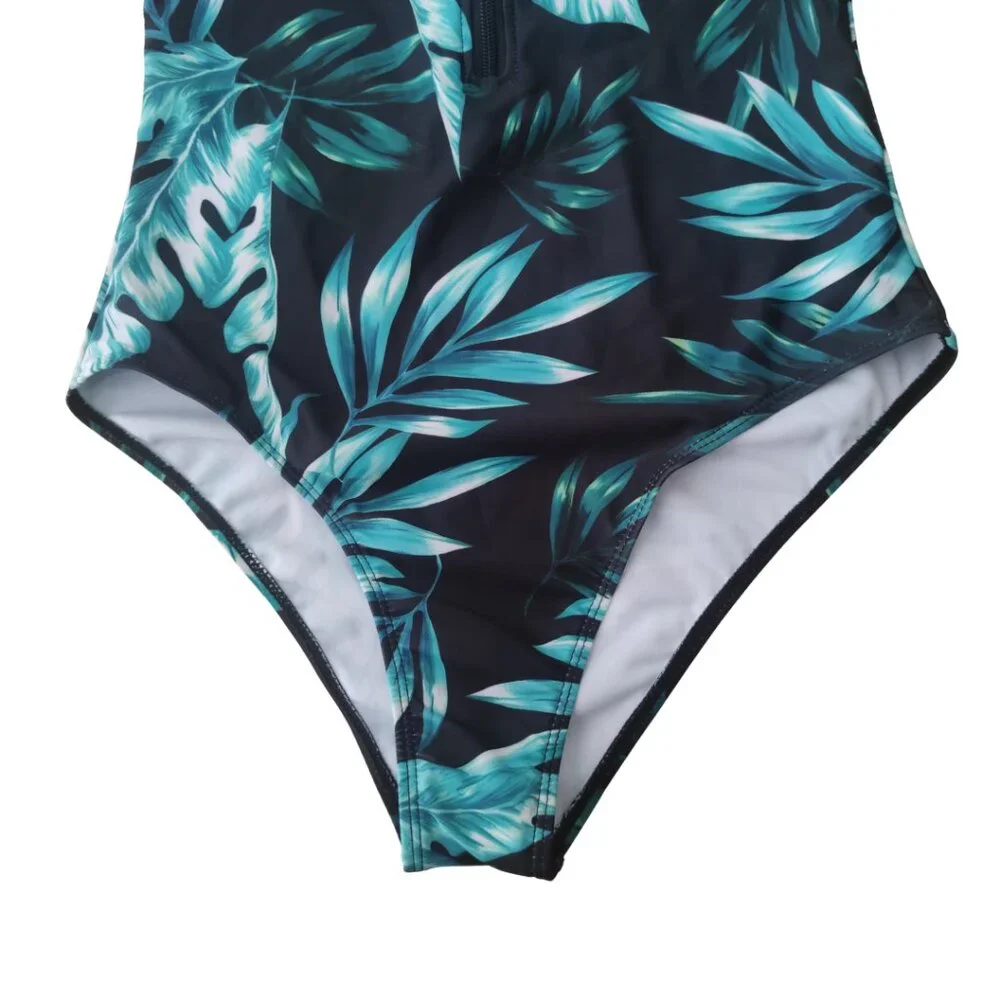 NWOT Long Sleeve One Piece Tropical Swimsuit